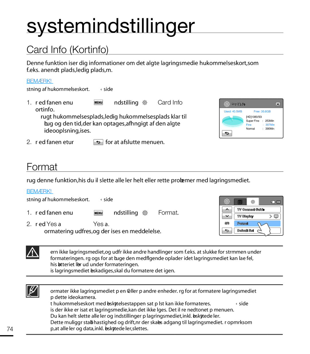 Samsung HMX-T10WP/EDC, HMX-T10BP/EDC manual Card Info Kortinfo, Format 