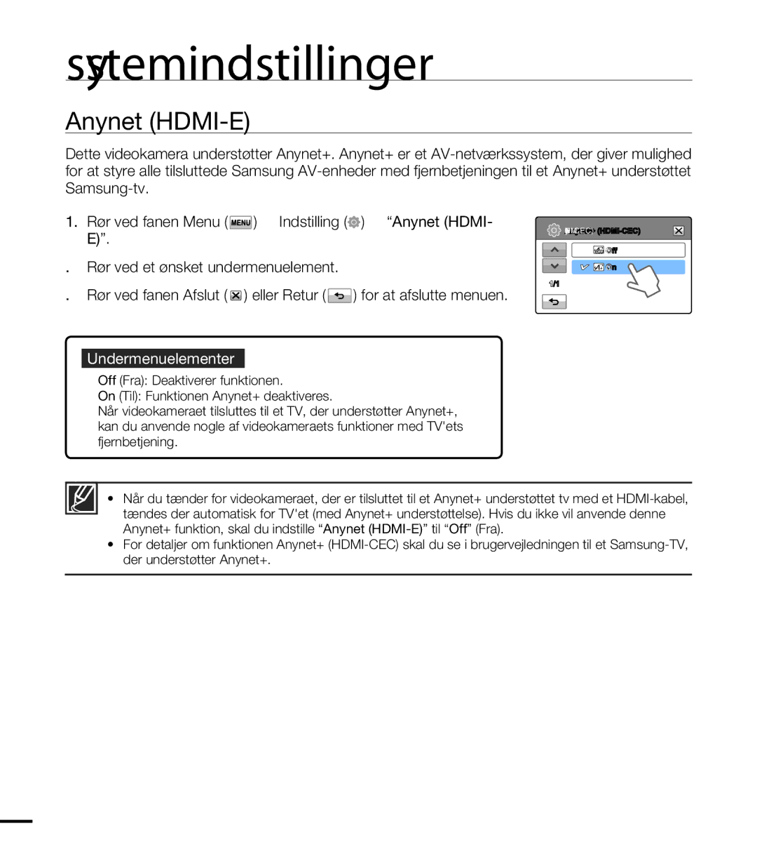 Samsung HMX-T10WP/EDC, HMX-T10BP/EDC manual Anynet+ HDMI-CEC 