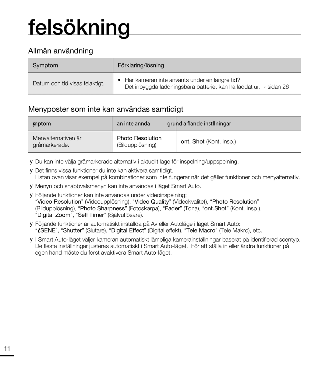 Samsung HMX-T10WP/EDC, HMX-T10BP/EDC manual Allmän användning, 112 