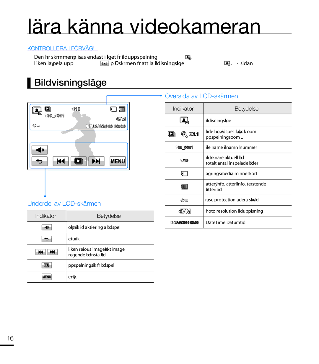 Samsung HMX-T10WP/EDC, HMX-T10BP/EDC manual Bildvisningsläge 