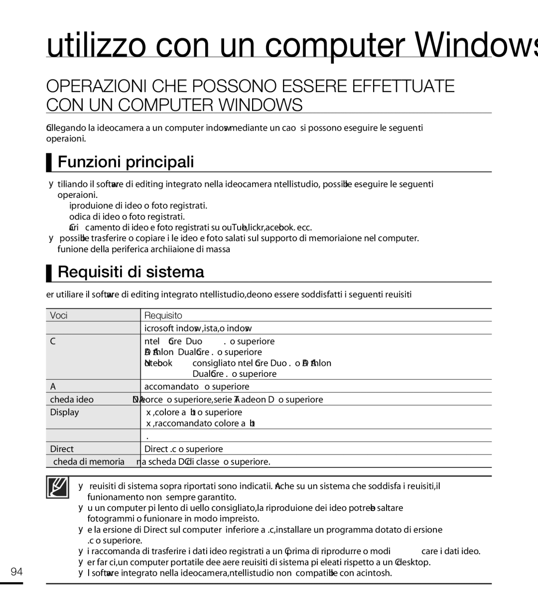 Samsung HMX-T10WP/EDC, HMX-T10OP/EDC, HMX-T10BP/EDC, HMX-T10BP/MEA manual Funzioni principali, Requisiti di sistema 