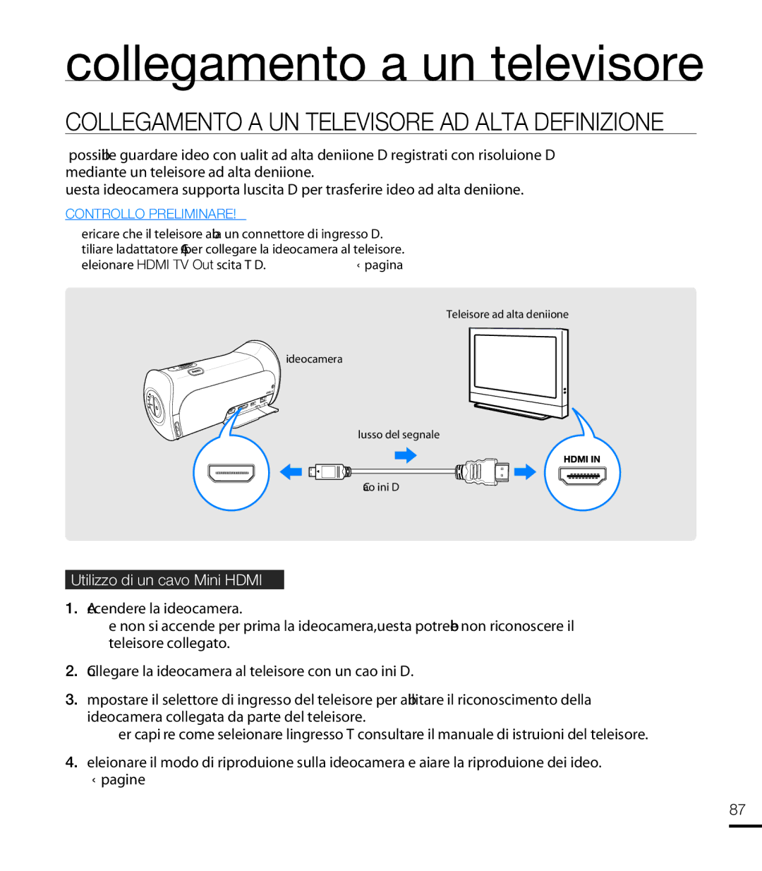 Samsung HMX-T10OP/EDC, HMX-T10WP/EDC manual Collegamento a un televisore, Collegamento a UN Televisore AD Alta Definizione 