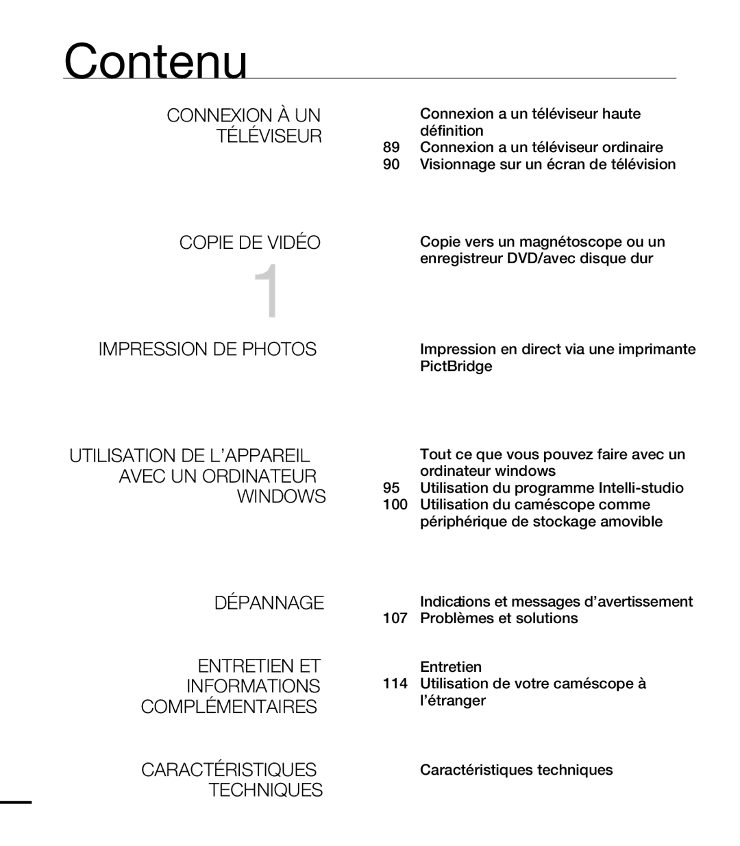 Samsung HMX-T10WP/EDC, HMX-T10OP/EDC, HMX-T10WP/XEU, HMX-T10BP/EDC manual Contenu 