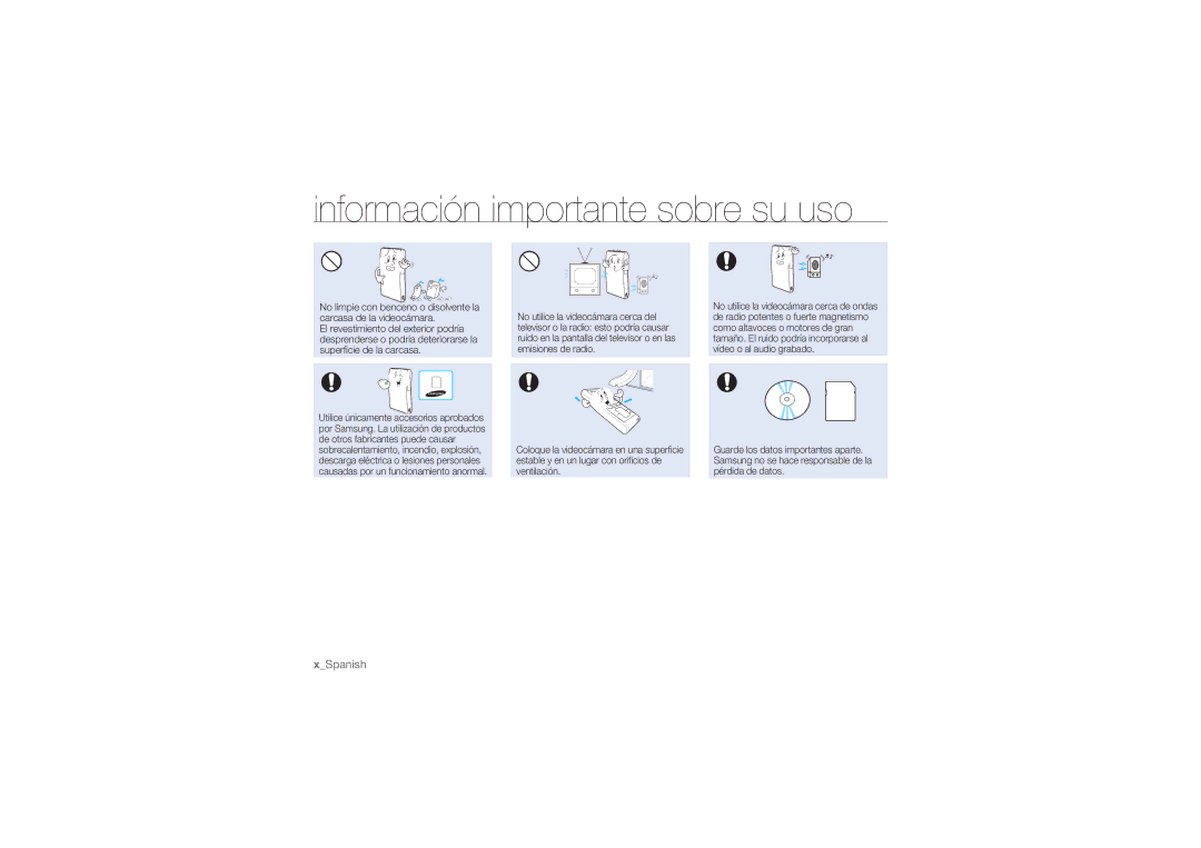 Samsung HMX-U10BP/EDC, HMX-U10RP/EDC, HMX-U100BP/EDC, HMX-U100RP/EDC, HMX-U10RP/XER manual XSpanish 