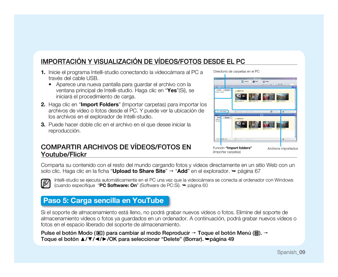 Samsung HMX-U100BP/EDC, HMX-U10BP/EDC, HMX-U10RP/EDC, HMX-U100RP/EDC, HMX-U10RP/XER manual Paso 5 Carga sencilla en YouTube 