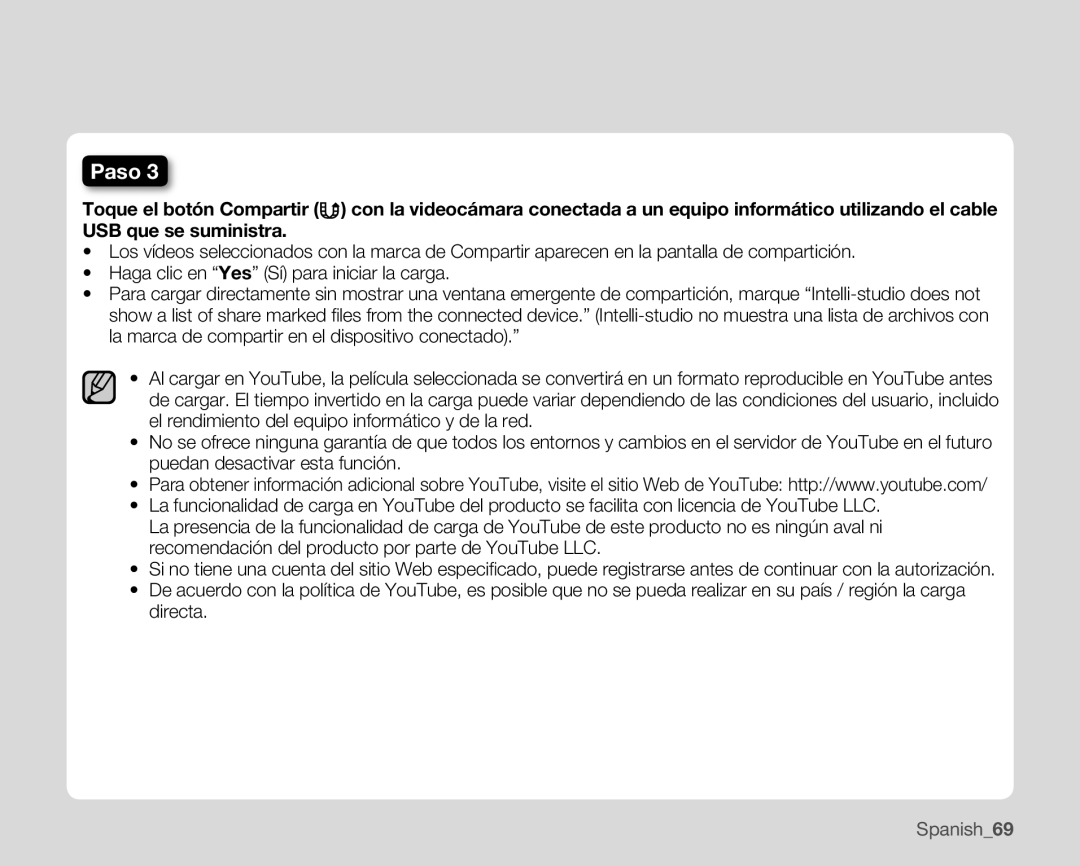 Samsung HMX-U100BP/EDC, HMX-U10BP/EDC, HMX-U10RP/EDC, HMX-U100RP/EDC, HMX-U10RP/XER manual Spanish69 