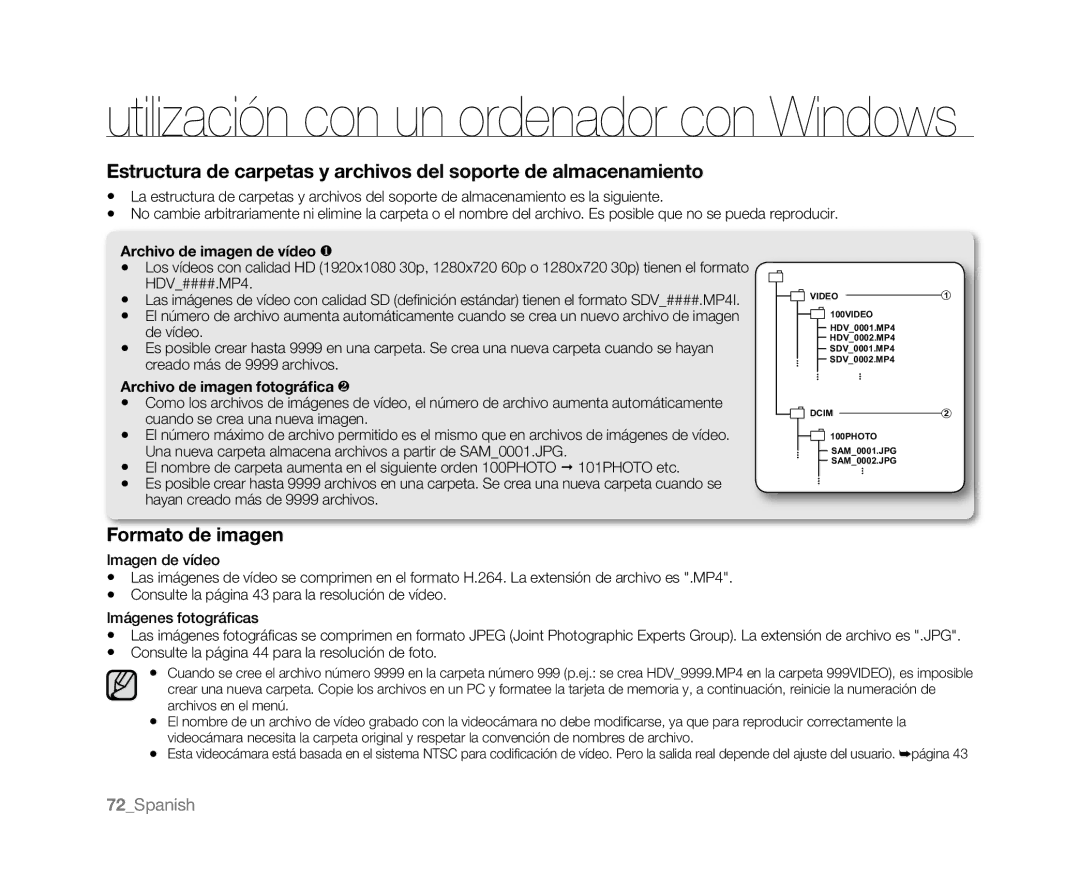 Samsung HMX-U10BP/EDC, HMX-U10RP/EDC, HMX-U100BP/EDC, HMX-U100RP/EDC, HMX-U10RP/XER manual Formato de imagen 