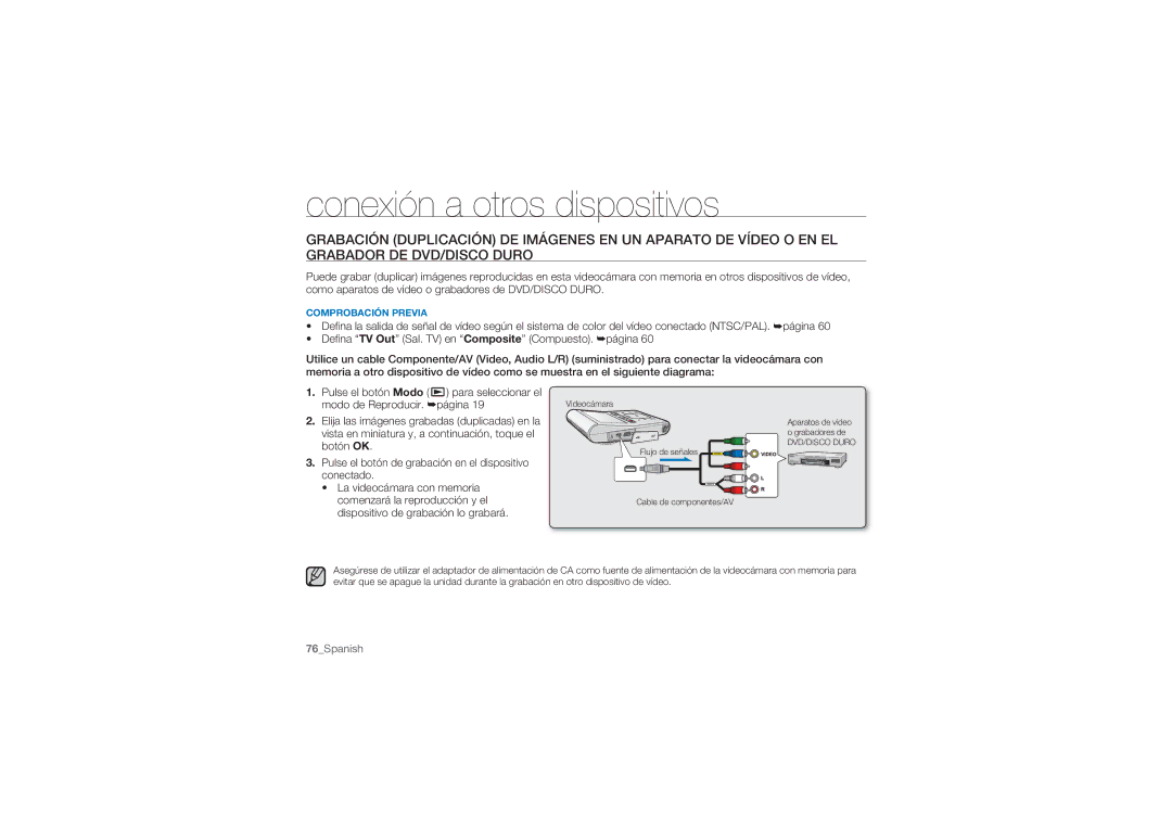 Samsung HMX-U10RP/XER, HMX-U10BP/EDC, HMX-U10RP/EDC, HMX-U100BP/EDC, HMX-U100RP/EDC manual 76Spanish 