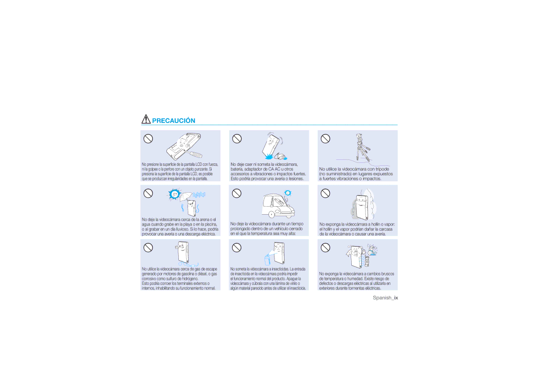 Samsung HMX-U10RP/XER, HMX-U10BP/EDC, HMX-U10RP/EDC, HMX-U100BP/EDC, HMX-U100RP/EDC manual Precaución 