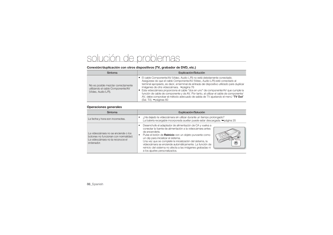 Samsung HMX-U10RP/XER manual Operaciones generales, Imágenes de otra videocámara. página, Utilizando el cable Componente/AV 