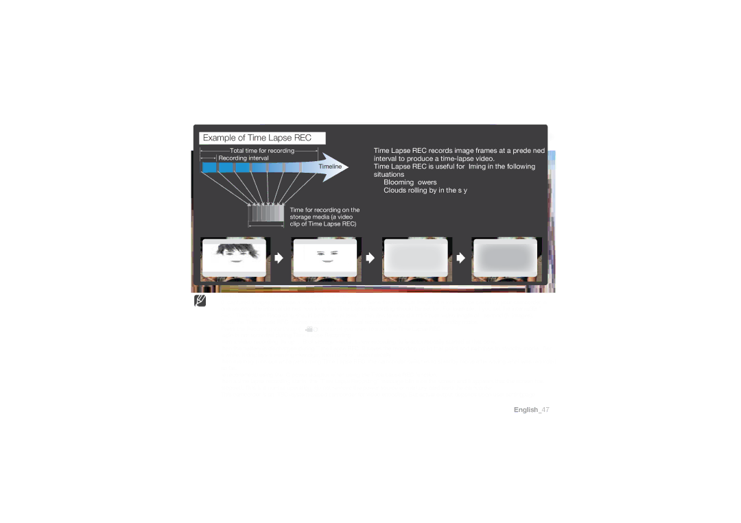 Samsung HMX-U10BP/MEA, HMX-U10BP/EDC, HMX-U10RP/EDC, HMX-U10UP/EDC, HMX-U10EP/EDC, HMX-U10SP/EDC Example of Time Lapse REC 