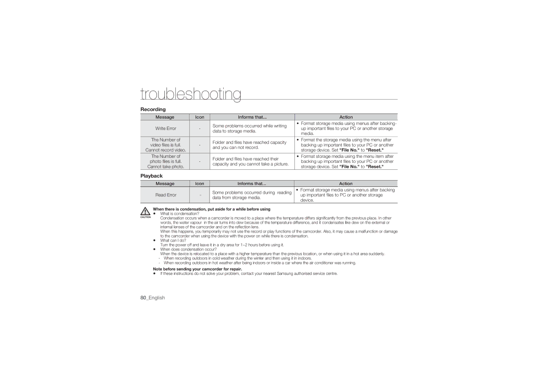 Samsung HMX-U10BP/EDC, HMX-U10RP/EDC, HMX-U10UP/EDC, HMX-U10EP/EDC, HMX-U10SP/EDC, HMX-U100BP/EDC manual Recording, Playback 