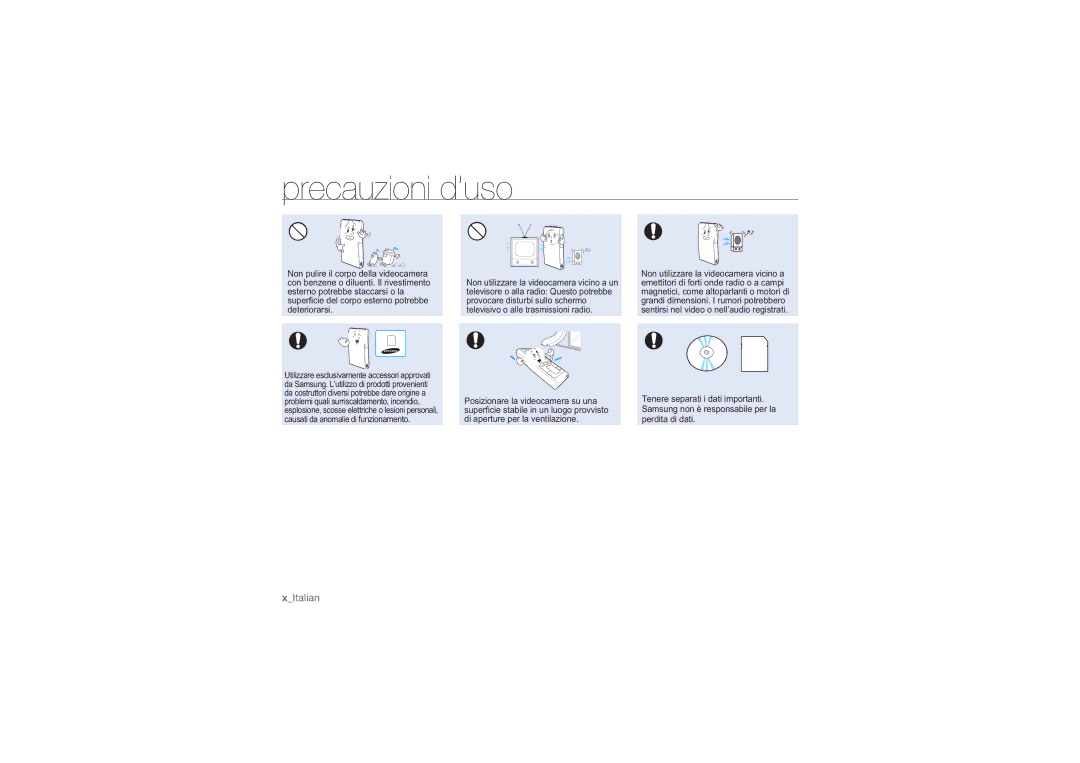 Samsung HMX-U10BP/EDC, HMX-U10RP/EDC, HMX-U10UP/EDC, HMX-U10EP/EDC, HMX-U10SP/EDC manual XItalian 