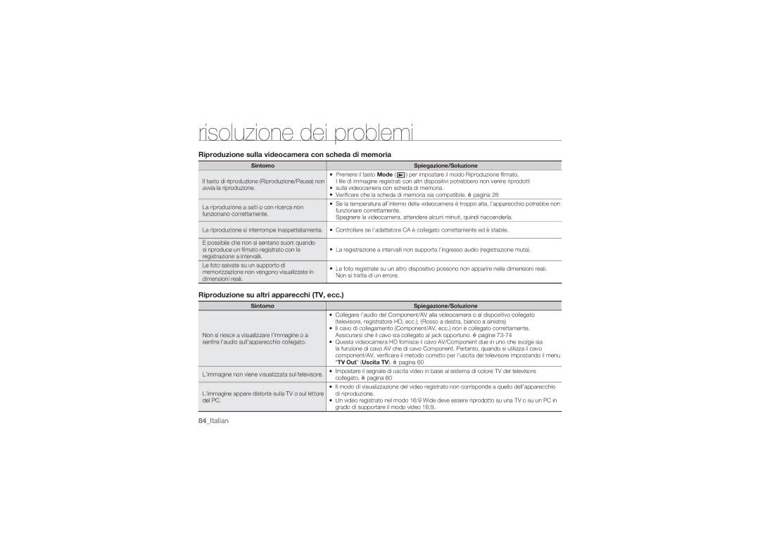 Samsung HMX-U10UP/EDC manual Riproduzione sulla videocamera con scheda di memoria, Riproduzione su altri apparecchi TV, ecc 