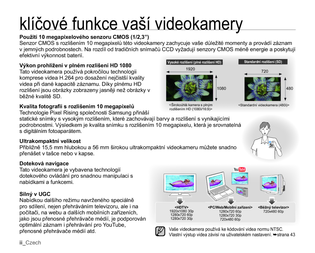 Samsung HMX-U10UP/EDC, HMX-U10BP/EDC, HMX-U10RP/EDC, HMX-U10EP/EDC, HMX-U10SP/EDC manual NOtþRYpIXQNFHYDãtYLGHRNDPHU 