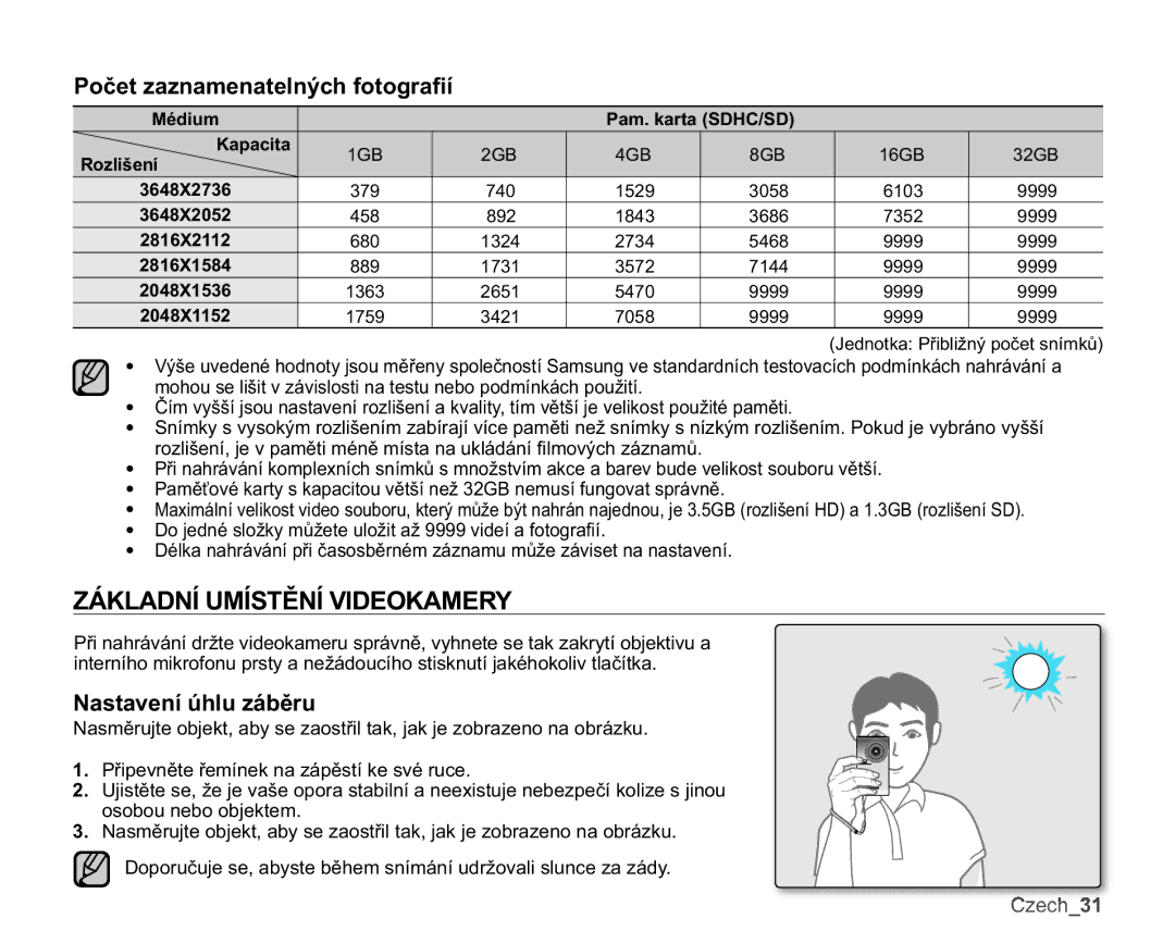 Samsung HMX-U10SP/EDC, HMX-U10BP/EDC manual =È./$1Ë80Ë67ċ1Ë9,2.$05, 3RþHWDQDPHQDWHOQêFKIRWRJUD¿t, 1DVWDYHQt~KOXiEČUX 