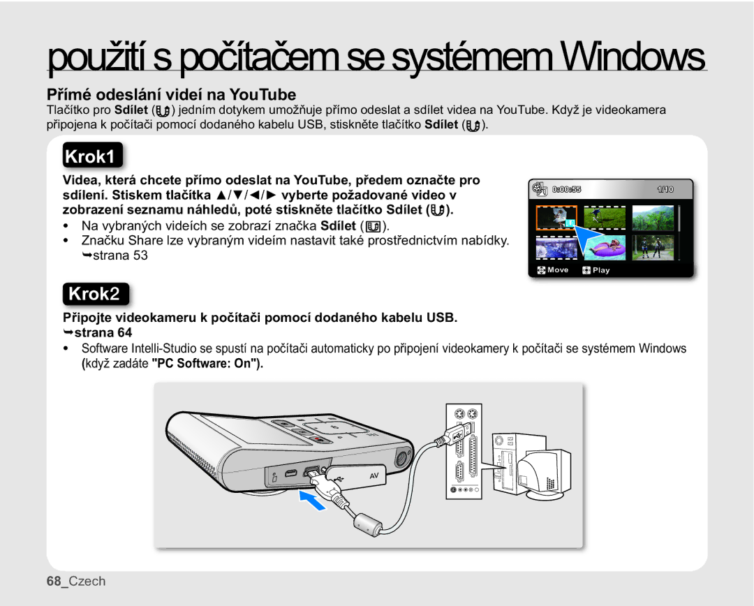 Samsung HMX-U10RP/EDC, HMX-U10BP/EDC manual 3ĜtPpRGHVOiQtYLGHtQDRX7XEH, 1DY\EUDQêFKYLGHtFKVHREUDtQDþND6GtOHW  