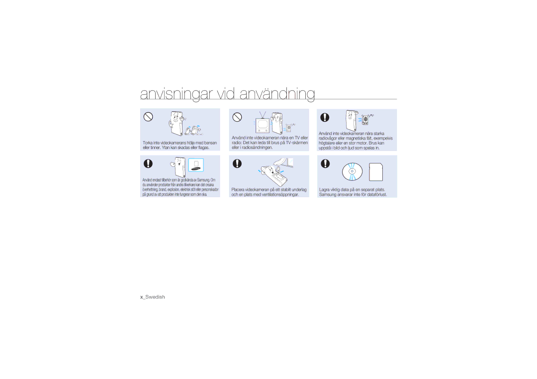 Samsung HMX-U10BP/EDC, HMX-U10RP/EDC, HMX-U10UP/EDC, HMX-U10EP/EDC, HMX-U10SP/EDC manual XSwedish 