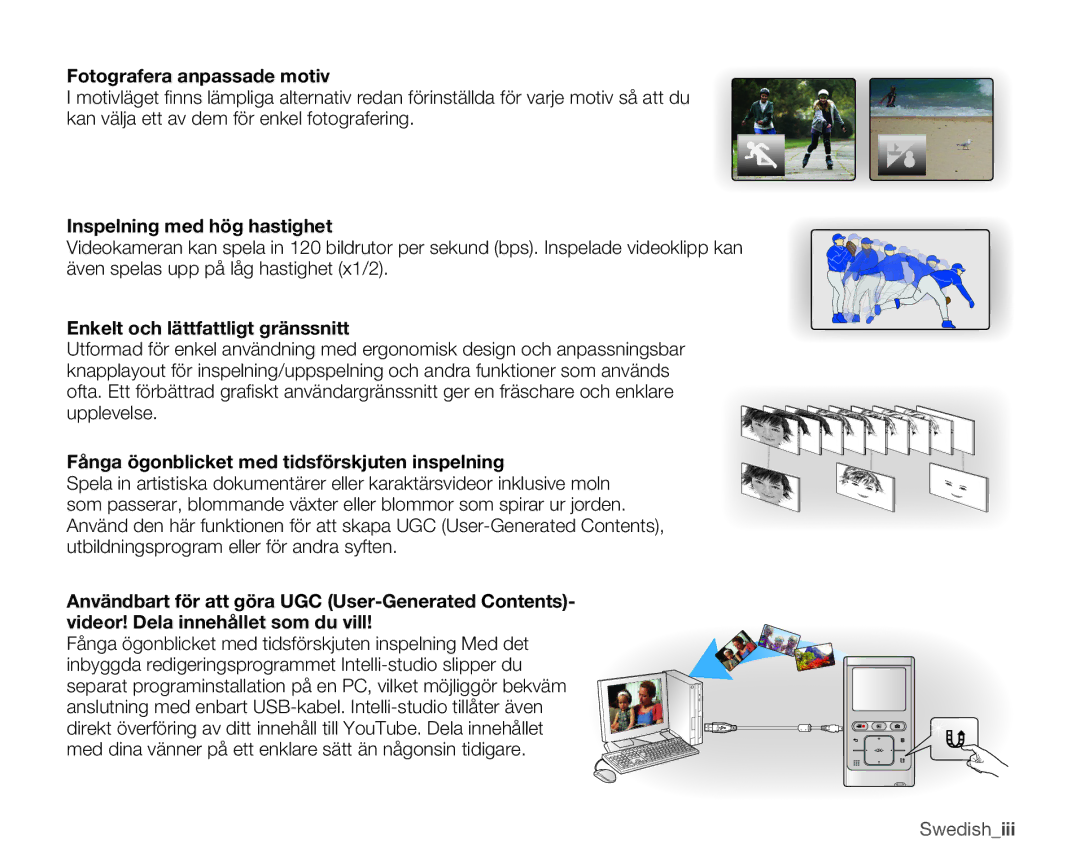 Samsung HMX-U10EP/EDC, HMX-U10BP/EDC, HMX-U10RP/EDC, HMX-U10UP/EDC, HMX-U10SP/EDC manual Fotografera anpassade motiv 