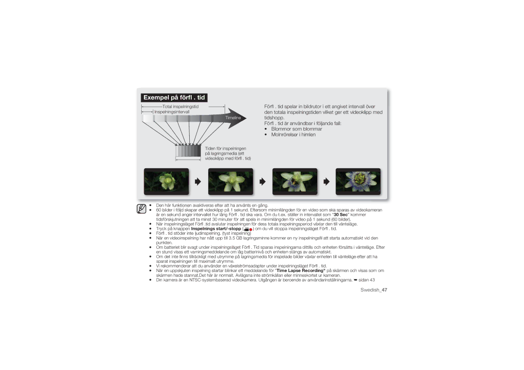 Samsung HMX-U10BP/EDC, HMX-U10RP/EDC, HMX-U10UP/EDC, HMX-U10EP/EDC, HMX-U10SP/EDC manual Exempel på förﬂ . tid 