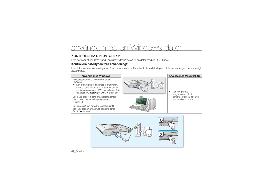 Samsung HMX-U10BP/EDC manual Använda med en Windows-dator, Kontrollera DIN Datortyp, Kontrollera datortypen före användning 