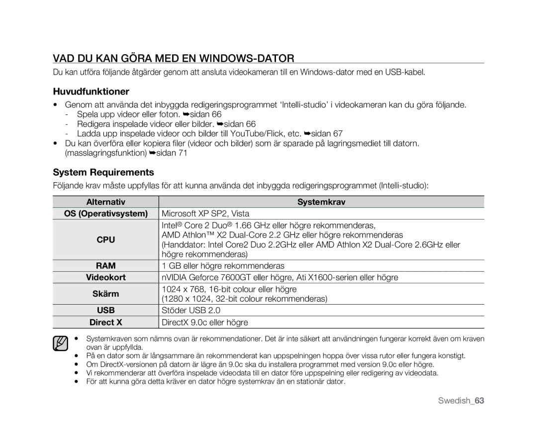 Samsung HMX-U10RP/EDC, HMX-U10BP/EDC, HMX-U10UP/EDC, HMX-U10EP/EDC, HMX-U10SP/EDC manual VAD DU KAN Göra MED EN WINDOWS-DATOR 