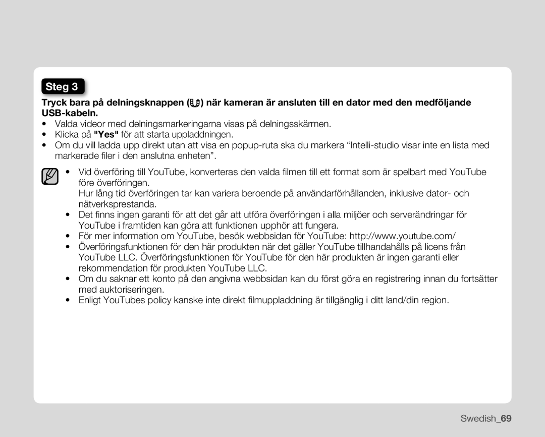 Samsung HMX-U10UP/EDC, HMX-U10BP/EDC, HMX-U10RP/EDC, HMX-U10EP/EDC, HMX-U10SP/EDC manual Swedish69 