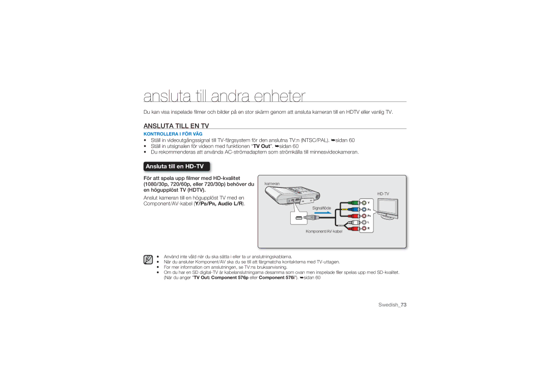 Samsung HMX-U10RP/EDC, HMX-U10BP/EDC, HMX-U10UP/EDC, HMX-U10EP/EDC manual Ansluta till andra enheter, Ansluta Till EN TV 