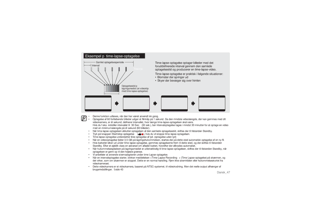 Samsung HMX-U10BP/EDC, HMX-U10RP/EDC, HMX-U10UP/EDC, HMX-U10EP/EDC, HMX-U10SP/EDC manual Eksempel på time-lapse-optagelse 