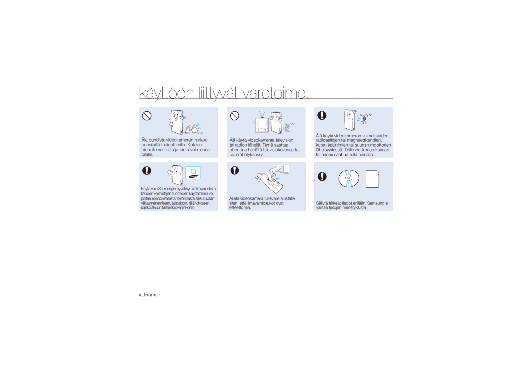 Samsung HMX-U10BP/EDC, HMX-U10RP/EDC, HMX-U10UP/EDC, HMX-U10EP/EDC, HMX-U10SP/EDC manual XFinnish 