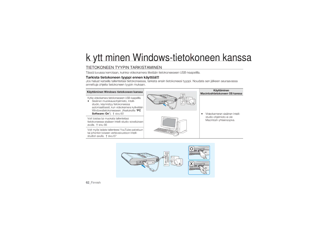 Samsung HMX-U10BP/EDC, HMX-U10RP/EDC manual Tietokoneen Tyypin Tarkistaminen, Tarkista tietokoneen tyyppi ennen käyttöä 