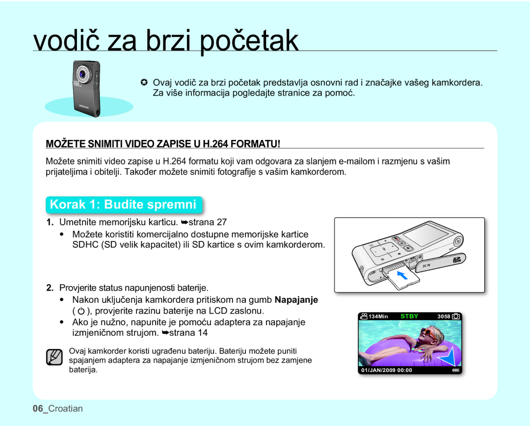 Samsung HMX-U10UP/EDC, HMX-U10BP/EDC 02ä761,0,7,9,2=$3,68+250$78,  8PHWQLWHPHPRULMVNXNDUWLFX ²VWUDQD 