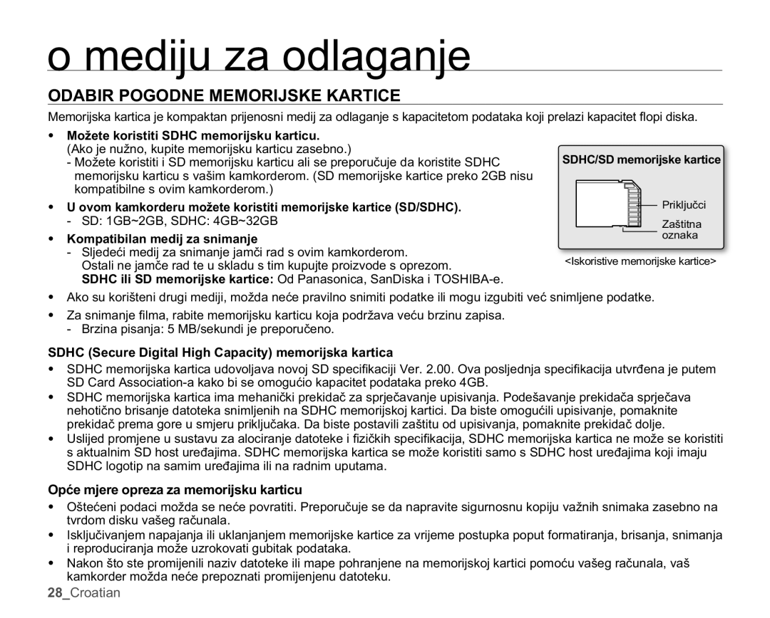 Samsung HMX-U10BP/EDC $%,532*210025,-6..$57, 2SüHPMHUHRSUHDDPHPRULMVNXNDUWLFX,  RpsdwlelodqPhglmDVqlpdqmh 