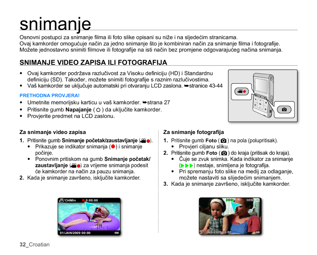 Samsung HMX-U10BP/EDC, HMX-U10RP/EDC manual Vqlpdqmh, 61,0$1-9,2=$3,6$,/,272*5$,-$, 3URYMHULWHSUHGPHWQD/&DVORQX 