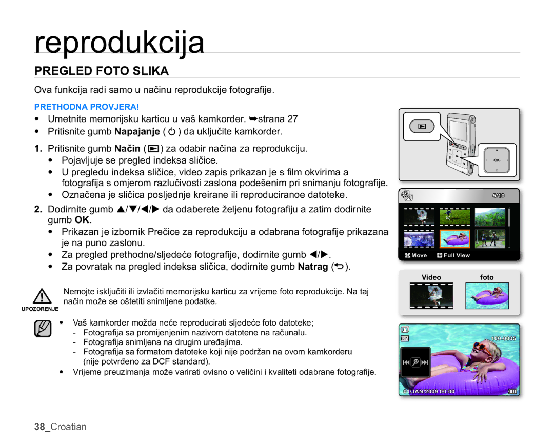 Samsung HMX-U10UP/EDC, HMX-U10BP/EDC 35*/2726/,.$, 2YDIXQNFLMDUDGLVDPRXQDþLQXUHSURGXNFLMHIRWRJUD¿MH, Gumb 2. 