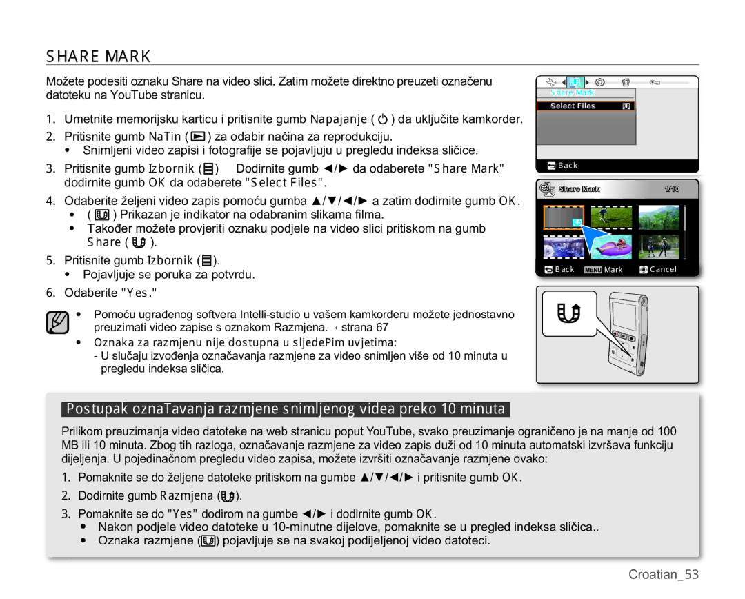 Samsung HMX-U10RP/EDC manual +$50$5, GDWRWHNXQDRX7XEHVWUDQLFX, 3ULNDDQMHLQGLNDWRUQDRGDEUDQLPVOLNDPD¿OPD 