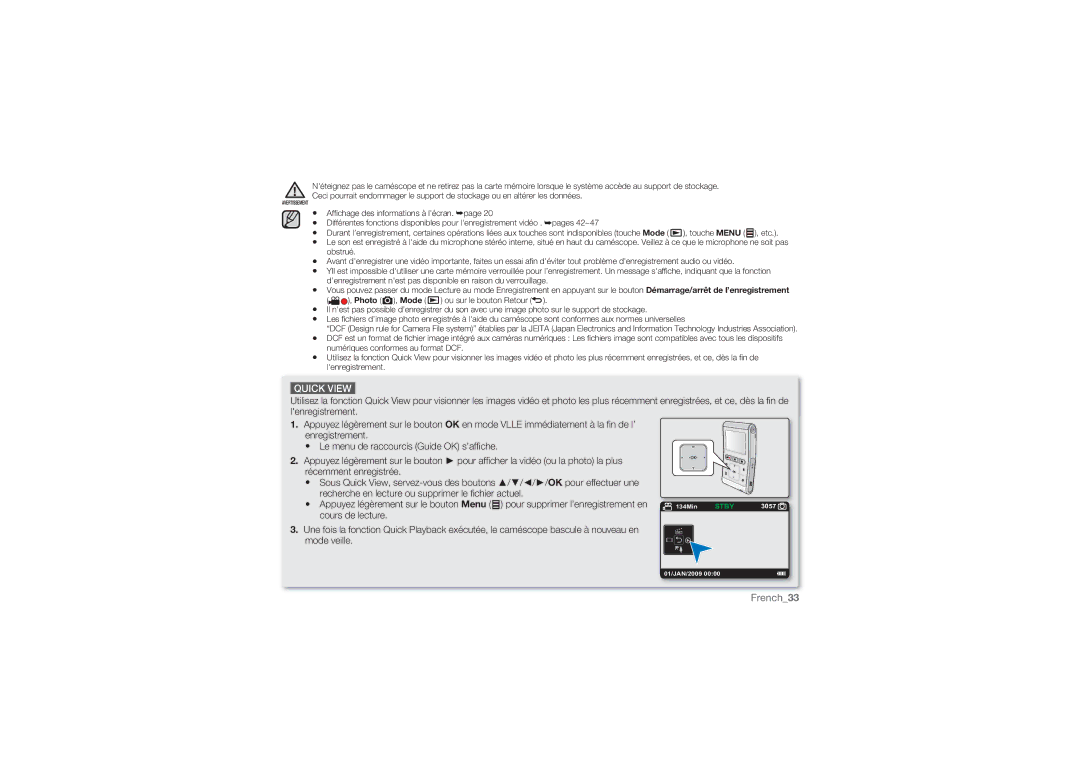 Samsung HMX-U10UP/EDC, HMX-U10BP/EDC, HMX-U10RP/EDC manual French33 