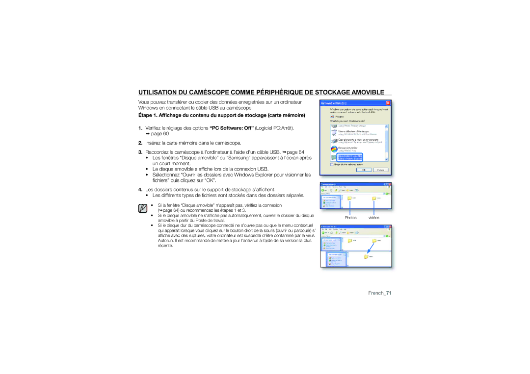 Samsung HMX-U10RP/EDC, HMX-U10BP/EDC, HMX-U10UP/EDC manual French71 
