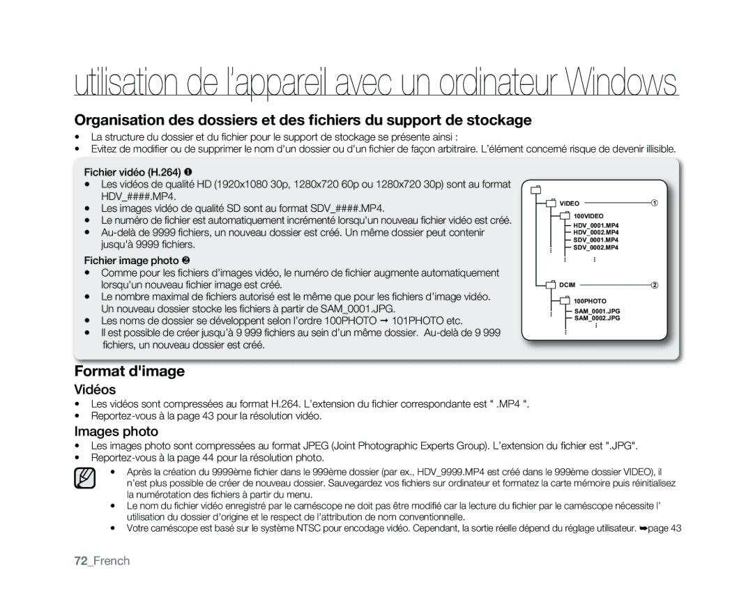 Samsung HMX-U10UP/EDC, HMX-U10BP/EDC, HMX-U10RP/EDC manual Format dimage 