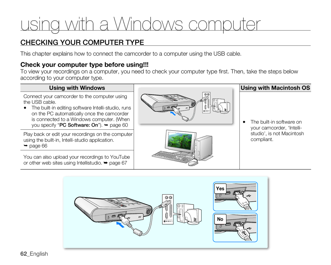 Samsung HMX-U100UN Using with a Windows computer, Checking Your Computer Type, Check your computer type before using 