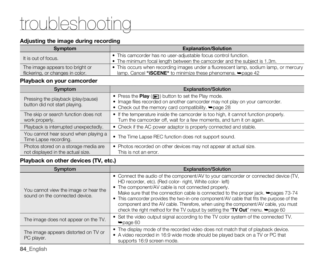 Samsung HMX-U10EN, HMX-U100RN, HMX-U100UN, HMX-U100EN Adjusting the image during recording, Playback on your camcorder 