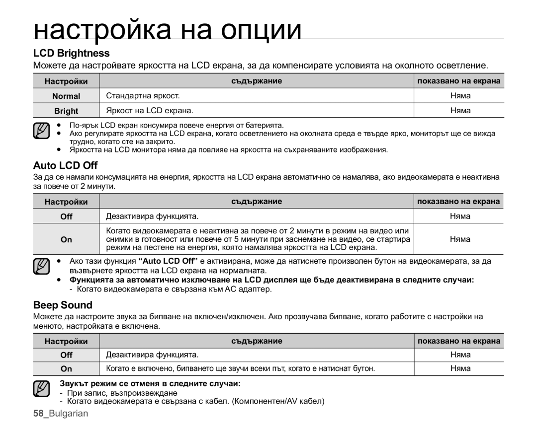 Samsung HMX-U10EP/EDC, HMX-U10RP/EDC manual $XWR/&2II, Ɇɚɫɬɪɨɣɤɢ Ɫɴɞɴɪɠɚɧɢɟ Ɩɨɤɚɡɜɚɧɨɧɚɟɤɪɚɧɚ, Ɋɬɚɧɞɚɪɬɧɚɹɪɤɨɫɬ Ɇɹɦɚ 