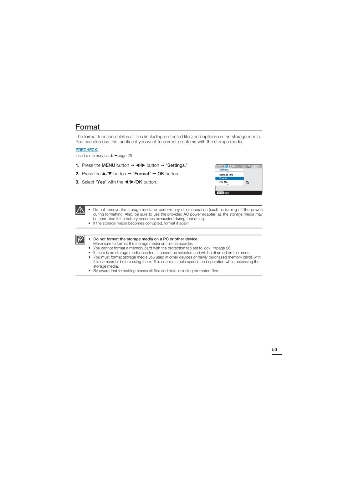 Samsung HMX-U15LP/EDC, HMX-U15BP/EDC, HMX-U15WP/EDC, HMX-U15OP/EDC manual Format 