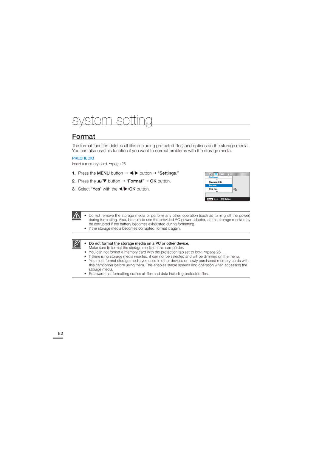 Samsung HMX-U20BD manual Format 