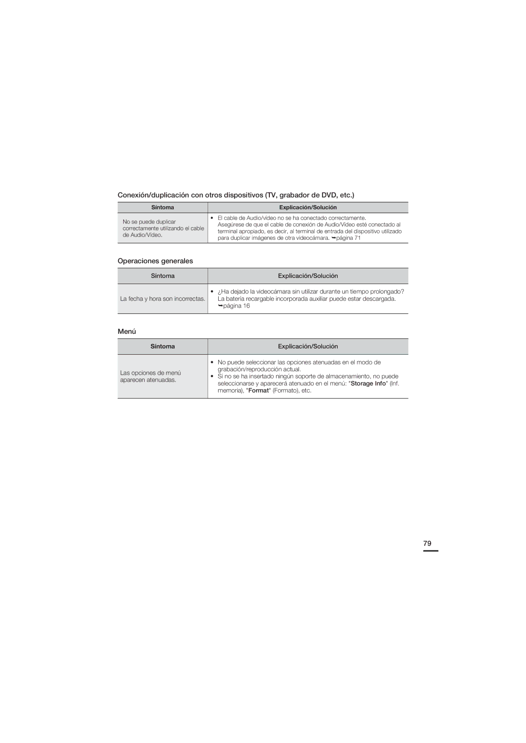 Samsung HMX-U20BP/EDC manual Operaciones generales, Menú 