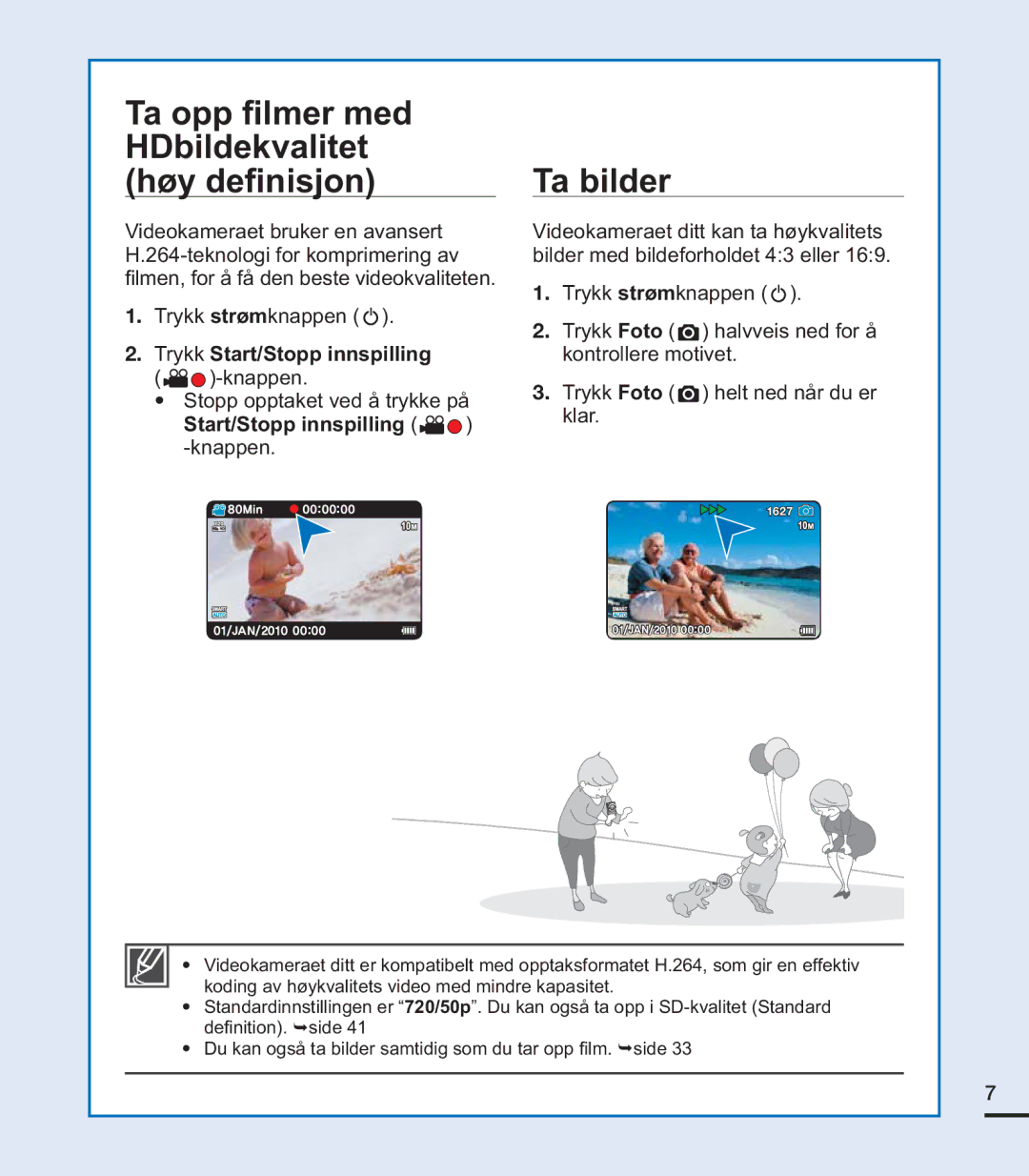 Samsung HMX-U20BP/EDC manual 7DRSS¿OPHUPHG, HDbildekvalitet Ta bilder, K¡\Gh¿Qlvmrq 