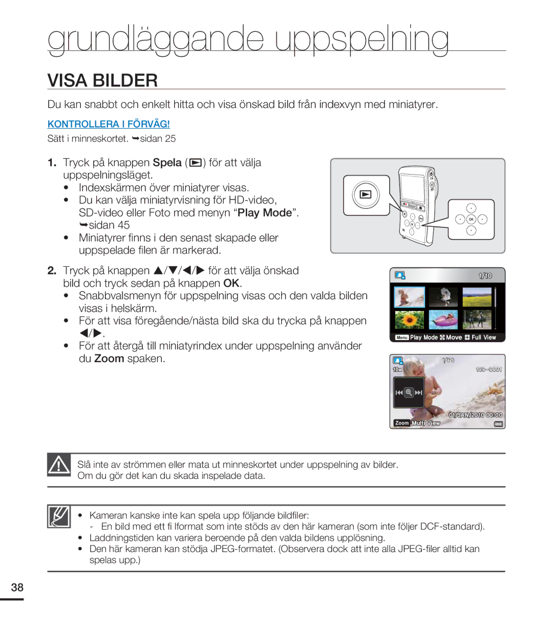 Samsung HMX-U20BP/EDC manual Visa Bilder 