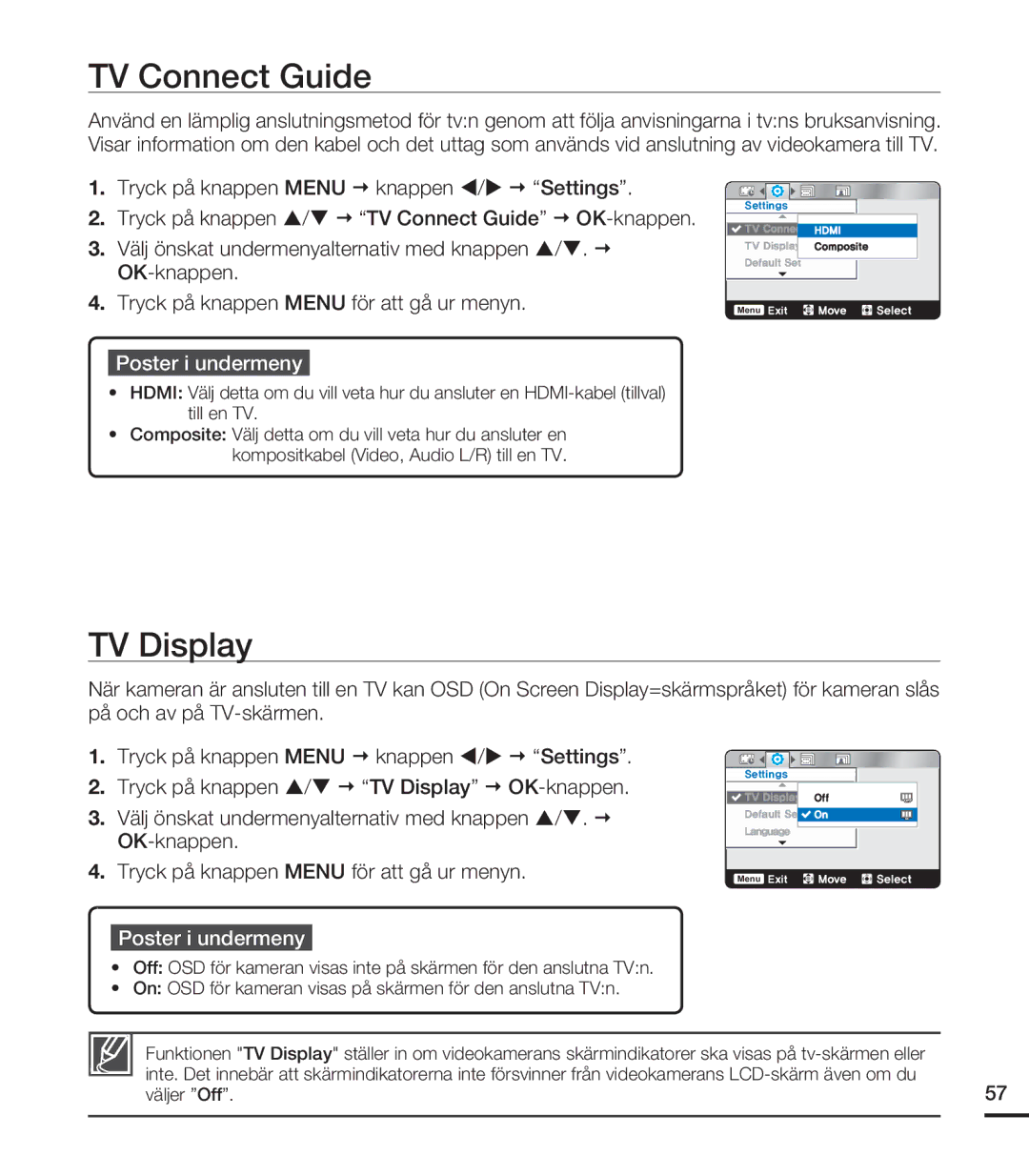 Samsung HMX-U20BP/EDC manual TV Connect Guide, TV Display 