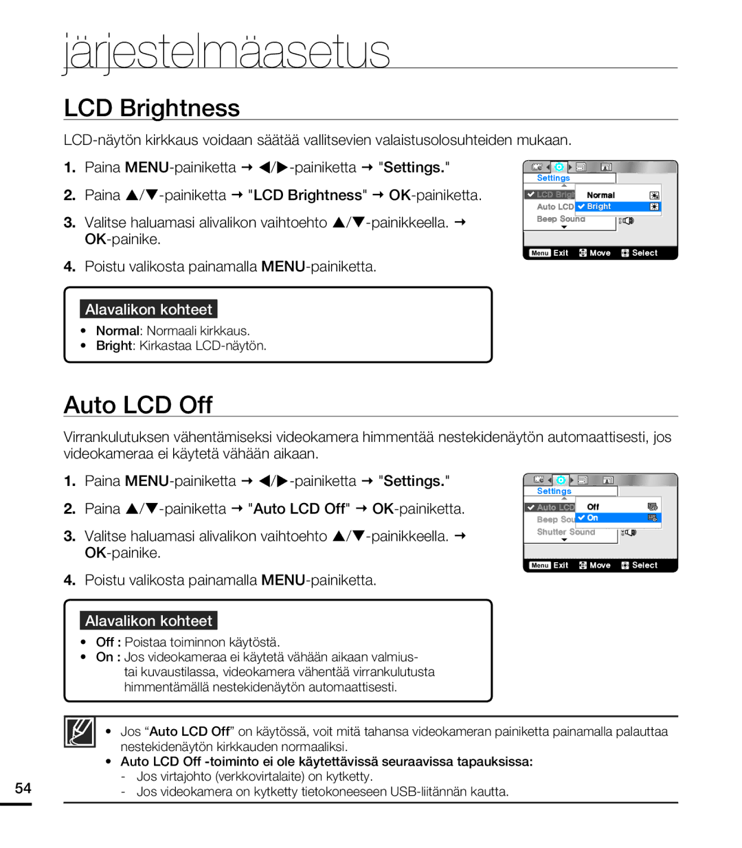 Samsung HMX-U20BP/EDC manual Järjestelmäasetus 