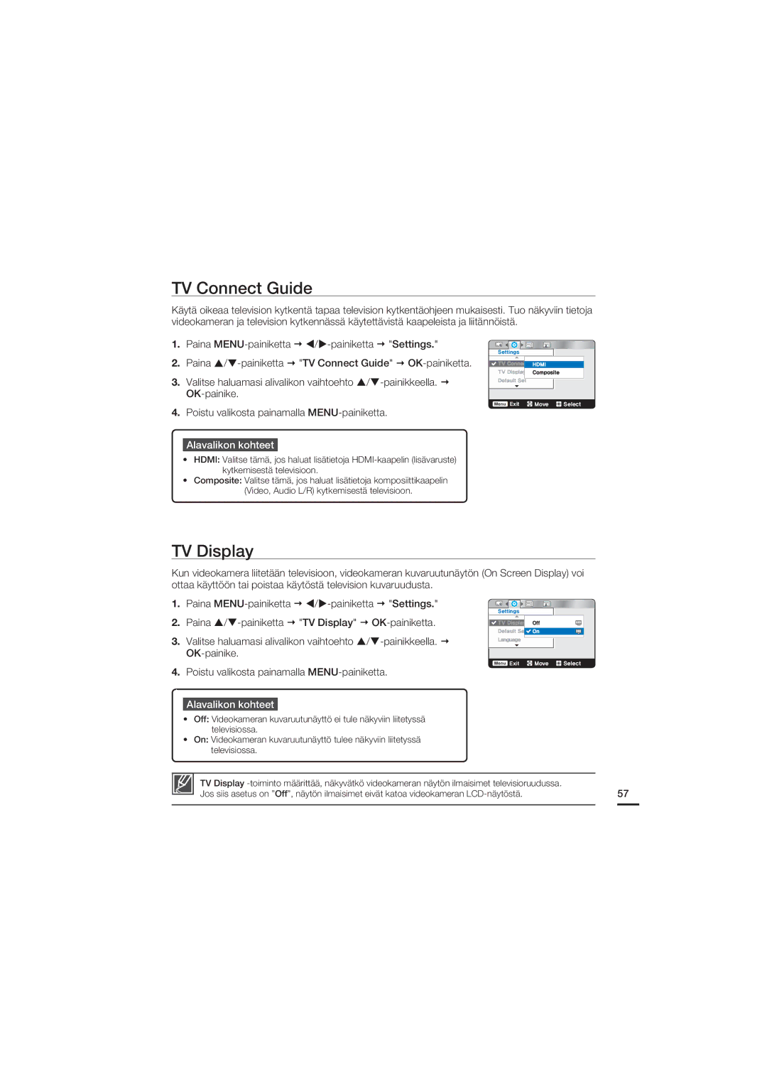 Samsung HMX-U20BP/EDC manual TV Connect Guide, TV Display 